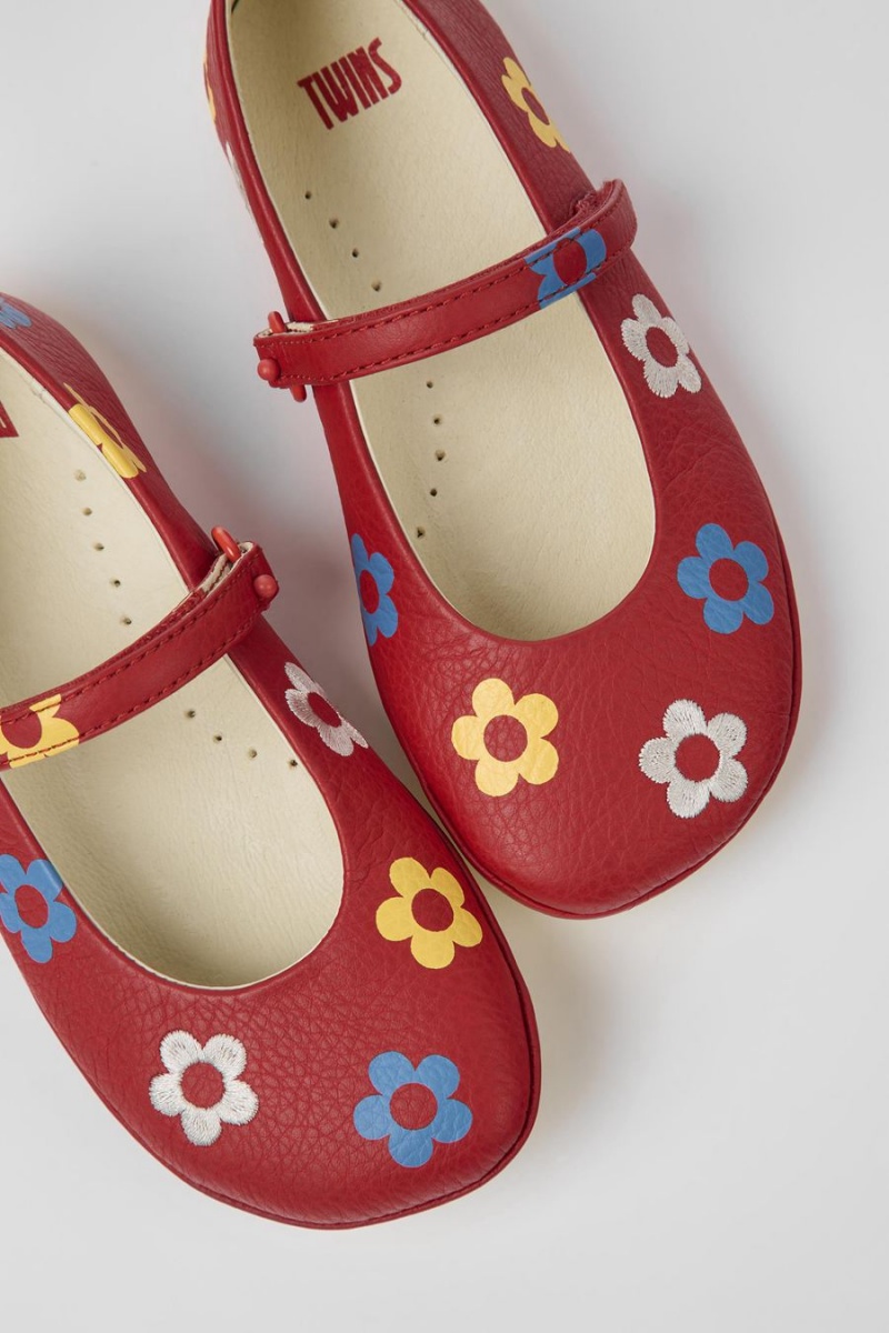 Ballerinas Camper Twins Cuero Niña Rojas | KRADP-2704