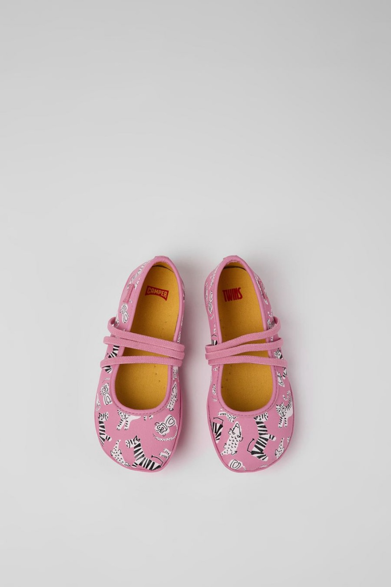 Ballerinas Camper Twins Cuero Niña Rosas | HWVPX-9524
