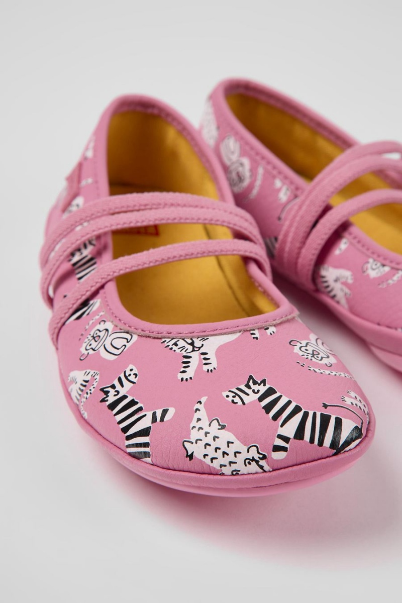 Ballerinas Camper Twins Cuero Niña Rosas | HWVPX-9524