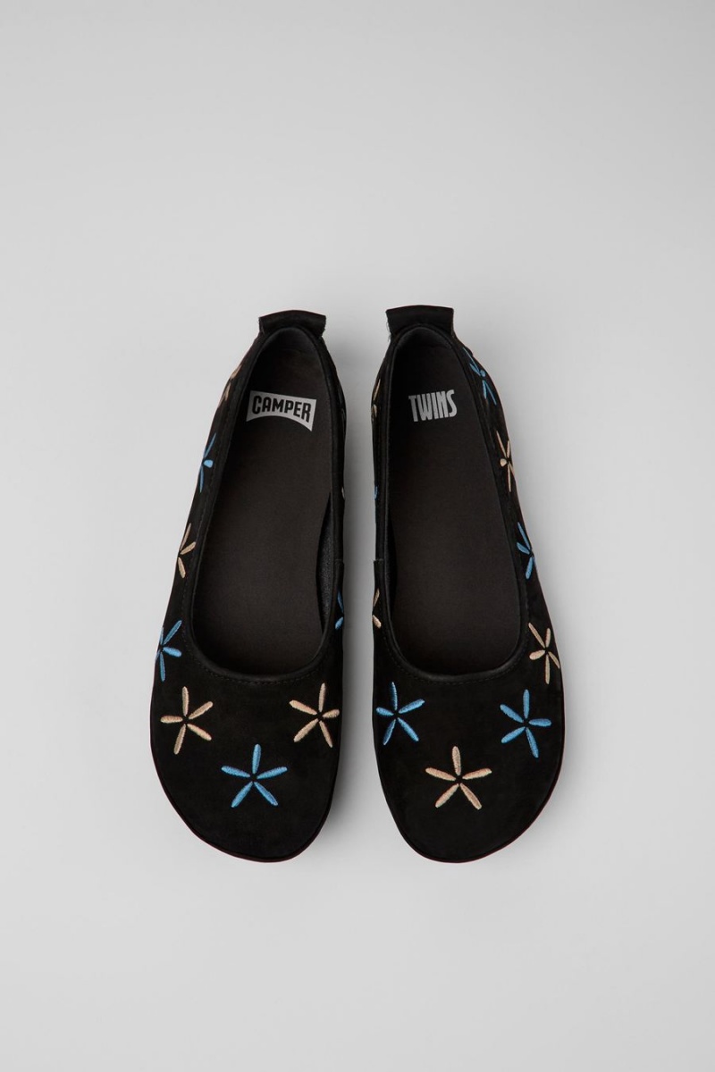 Ballerinas Camper Twins Nubuck Mujer Negras | WGEHJ-2349