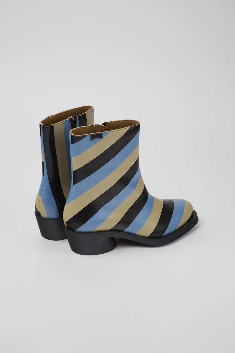 Botas Camper Bonnie A Rayas Cuero Mujer Azules | UTGWL-9470