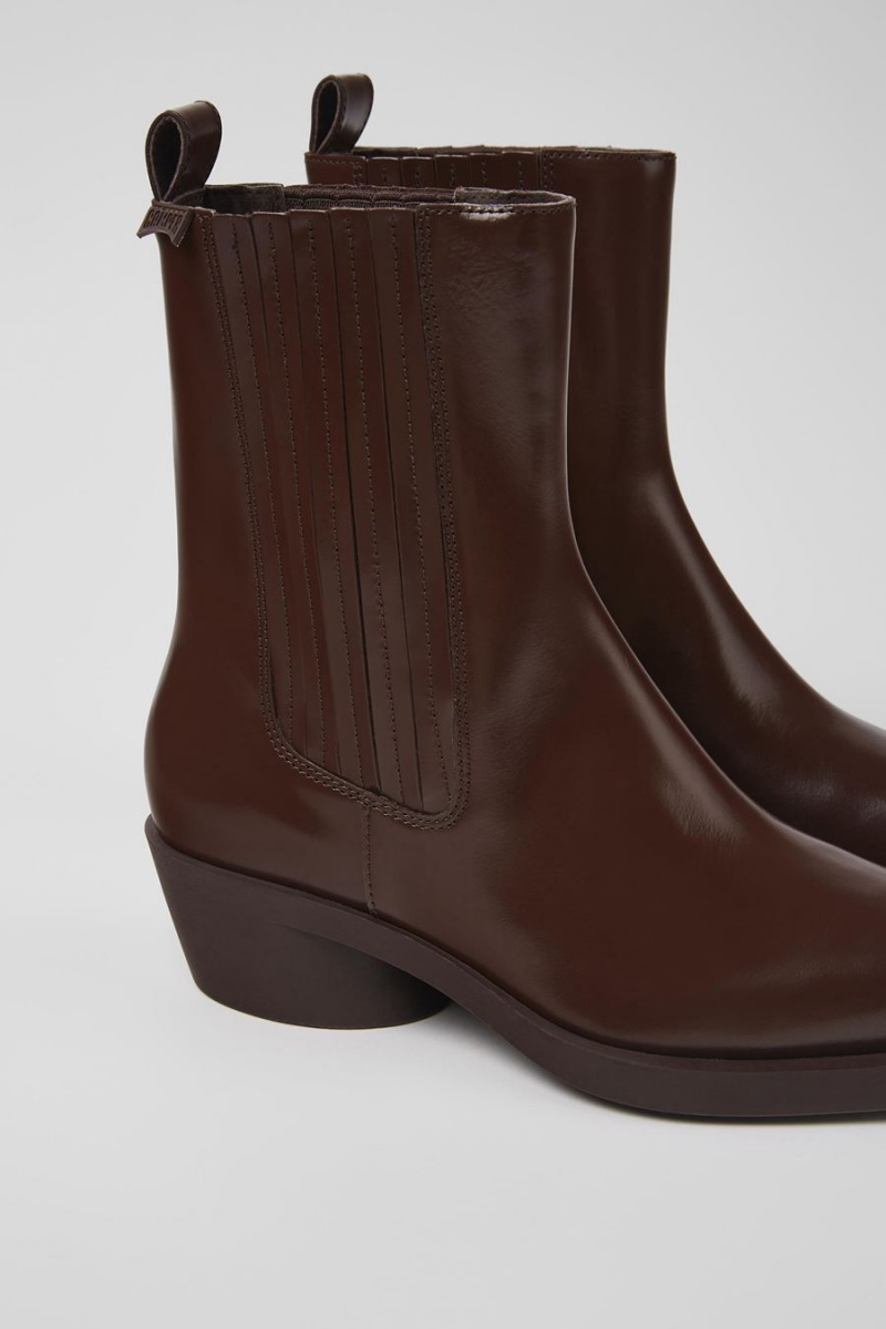 Botas Camper Bonnie Cuero Mujer Burdeos | PVZQU-0625
