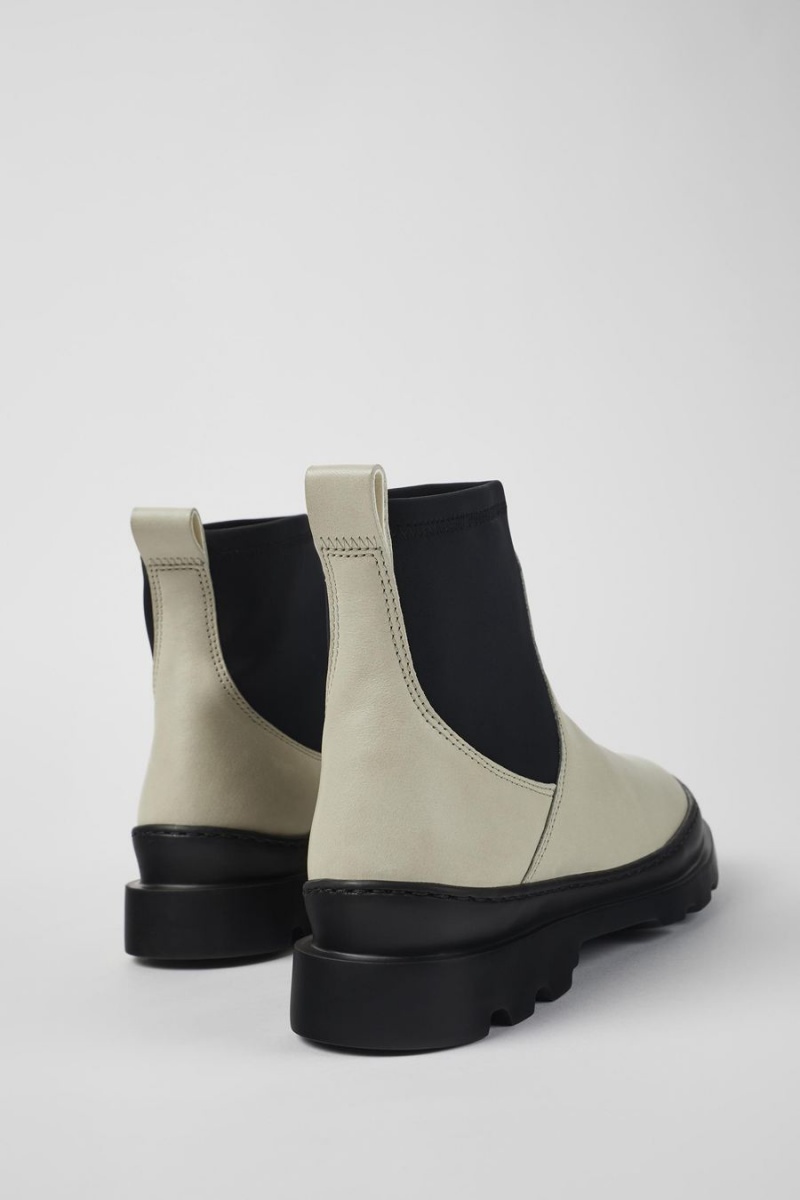 Botas Camper Brutus Cuero Ankle Mujer Blancas | ZSFHG-0286