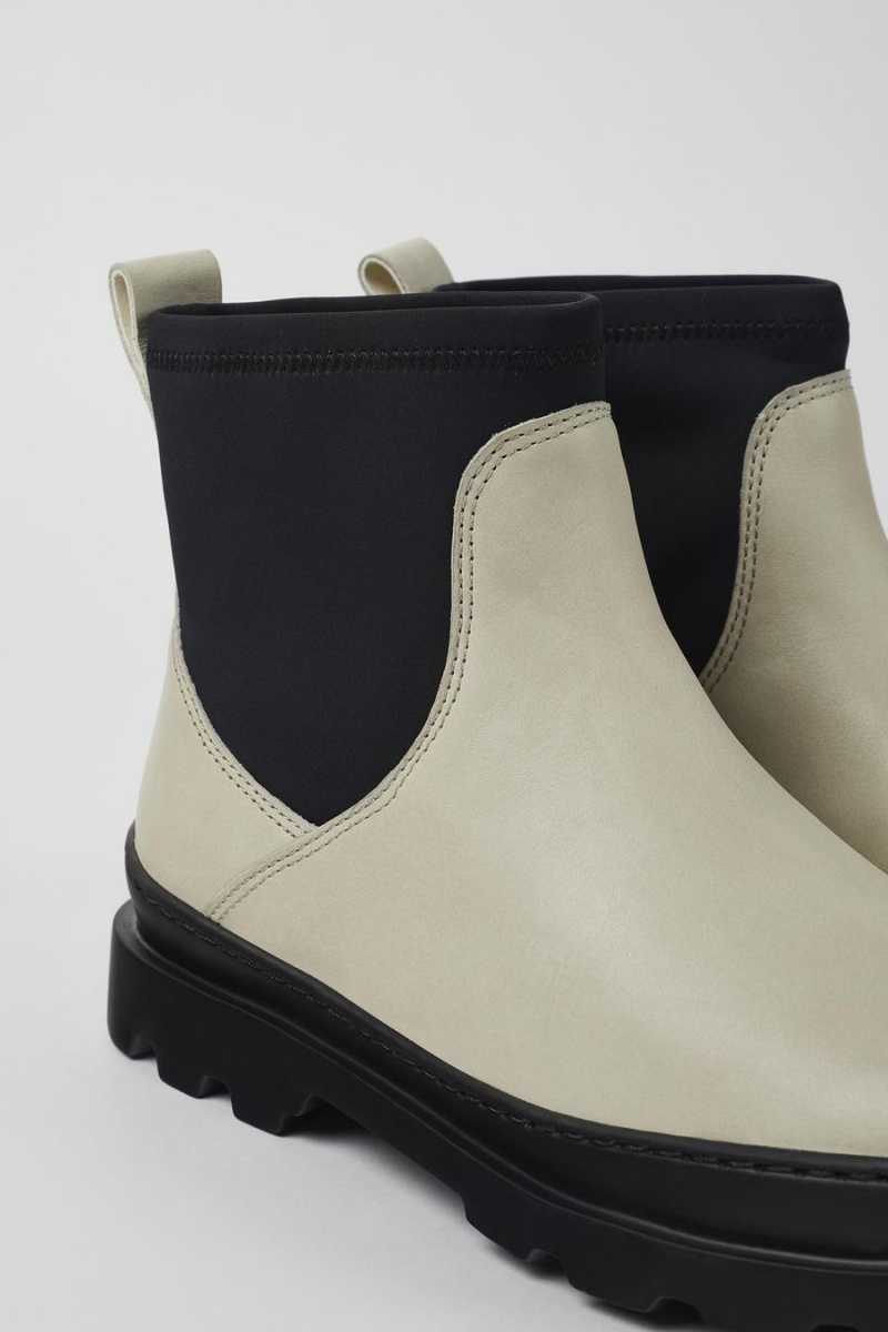 Botas Camper Brutus Cuero Ankle Mujer Blancas | ZSFHG-0286