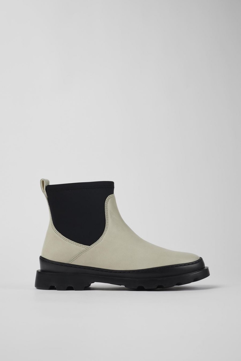 Botas Camper Brutus Cuero Ankle Mujer Blancas | ZSFHG-0286