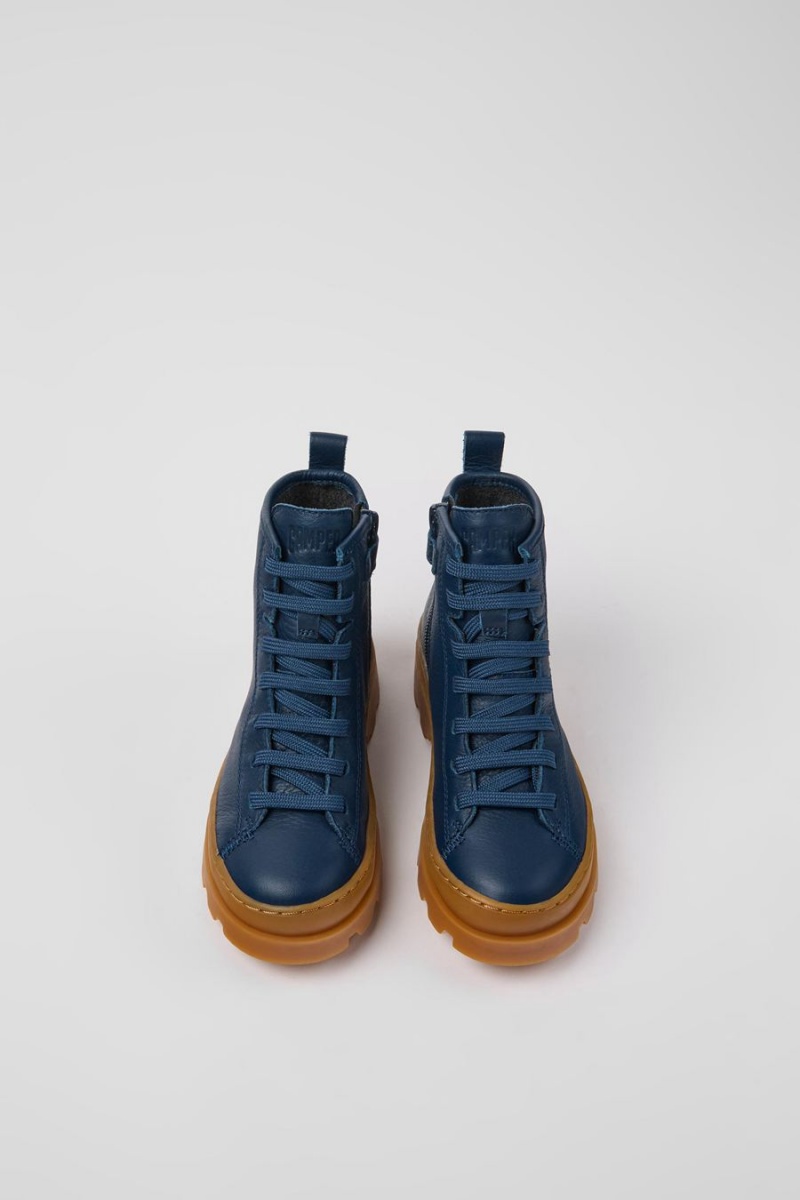 Botas Camper Brutus Cuero Ankle Niño Azul Marino | GZLKP-4679