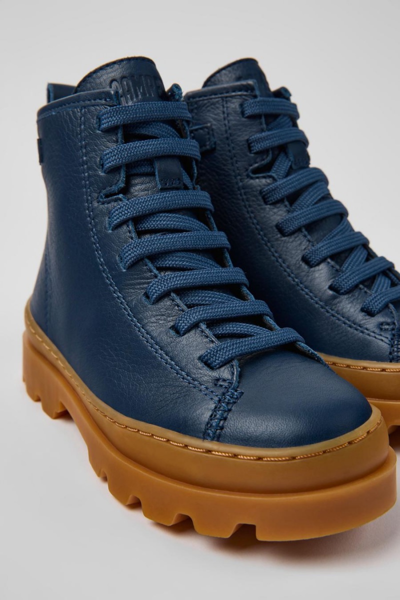 Botas Camper Brutus Cuero Ankle Niño Azul Marino | GZLKP-4679
