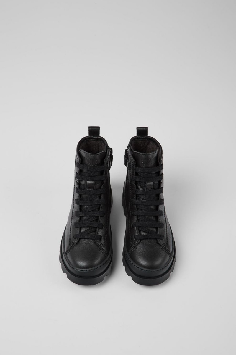 Botas Camper Brutus Cuero Ankle Niño Negras | ANETM-1792
