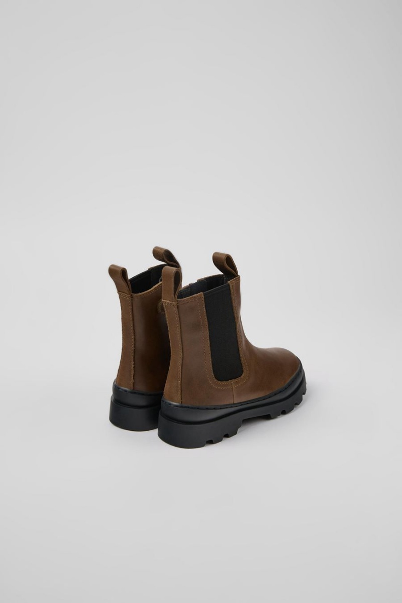 Botas Camper Brutus Cuero Chelsea Niño Marrones | QSZEX-9513