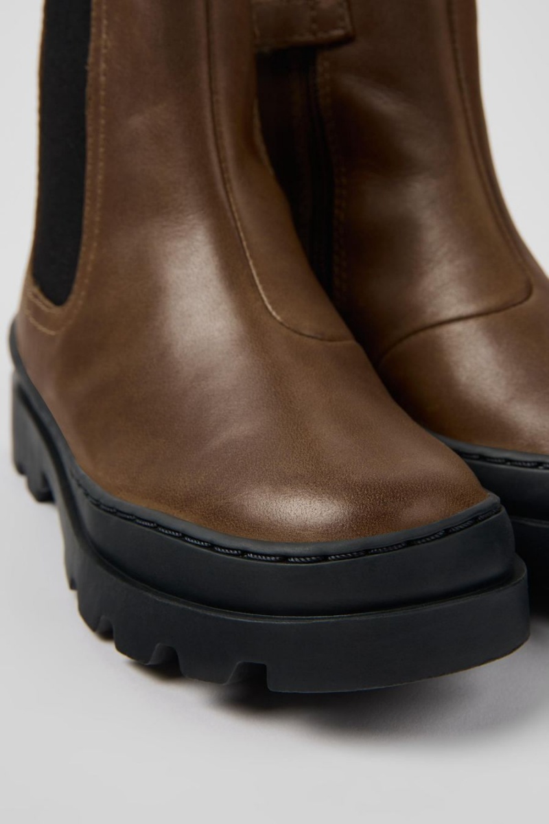Botas Camper Brutus Cuero Chelsea Niño Marrones | QSZEX-9513