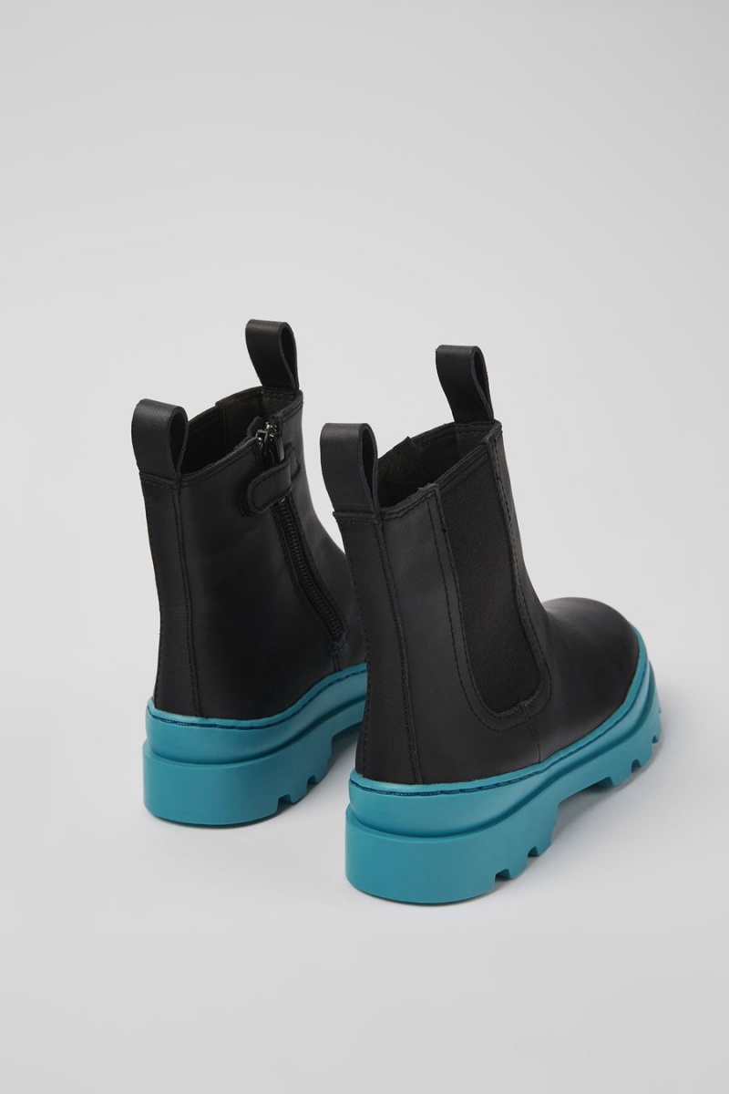 Botas Camper Brutus Cuero Chelsea Niño Negras | QPXVC-4981
