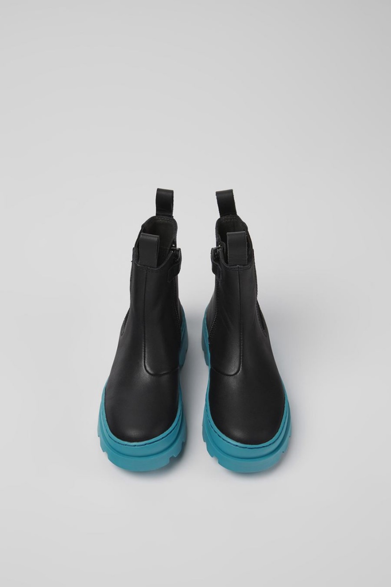 Botas Camper Brutus Cuero Chelsea Niño Negras | QPXVC-4981