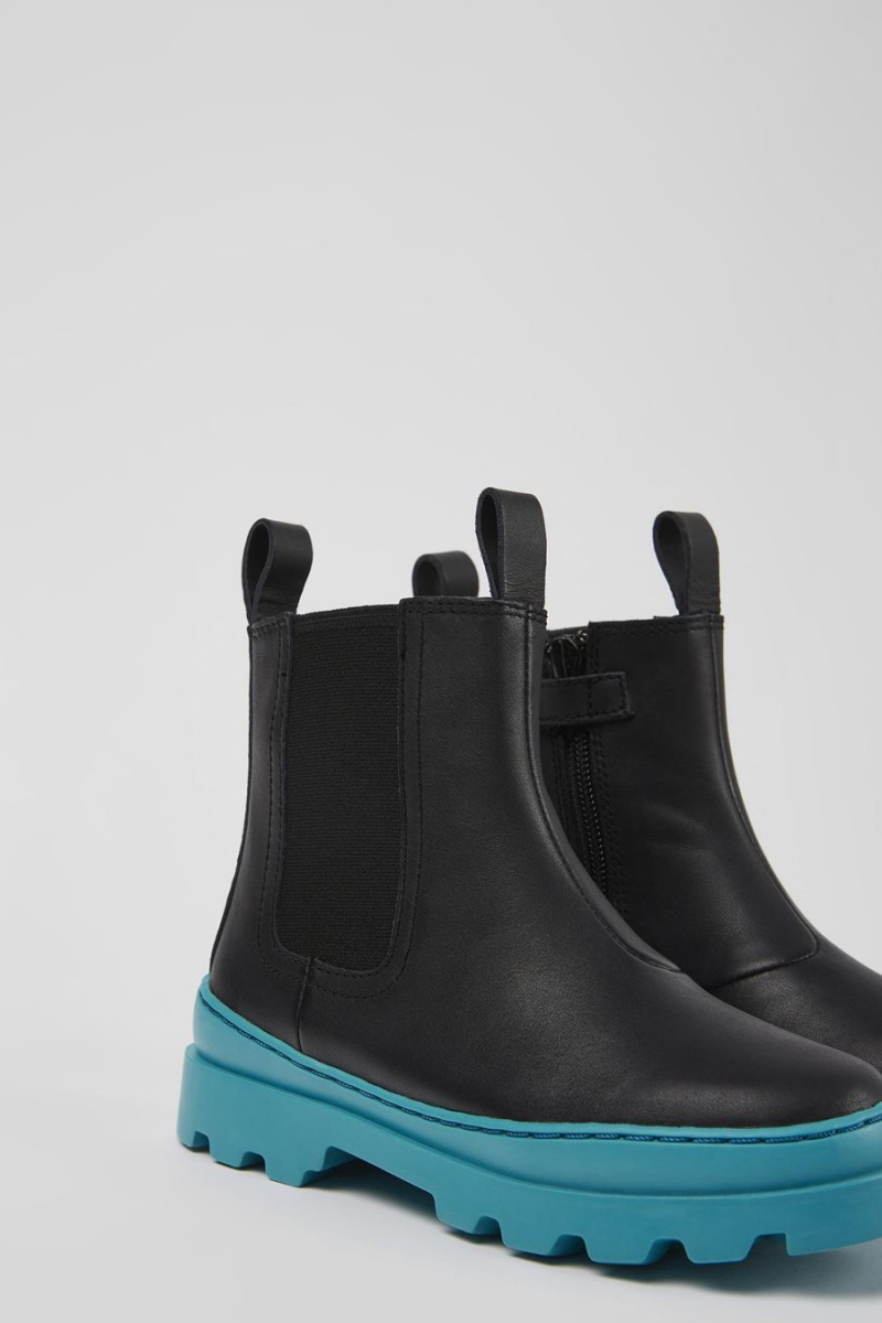 Botas Camper Brutus Cuero Chelsea Niño Negras | QPXVC-4981