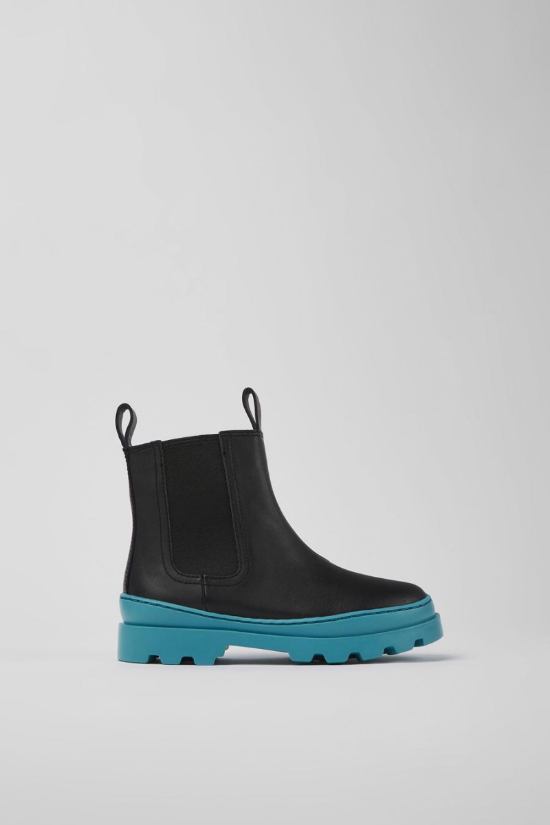 Botas Camper Brutus Cuero Chelsea Niño Negras | QPXVC-4981