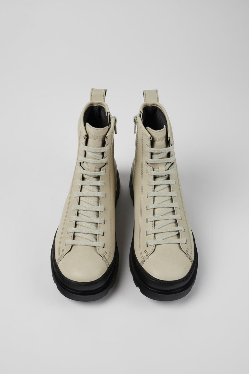 Botas Camper Brutus Cuero Encaje up Mujer Gris | FRCHU-9248