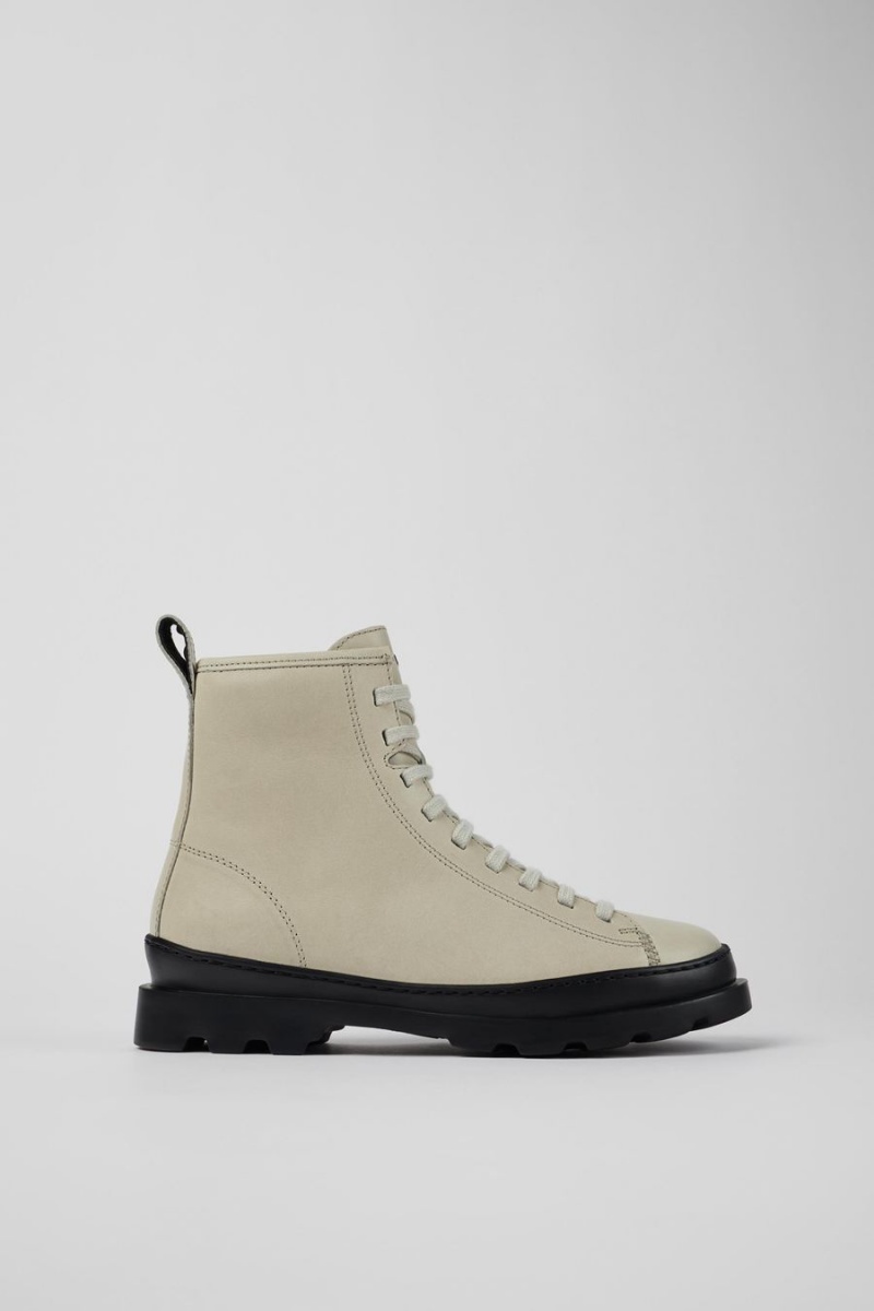 Botas Camper Brutus Cuero Encaje up Mujer Gris | FRCHU-9248
