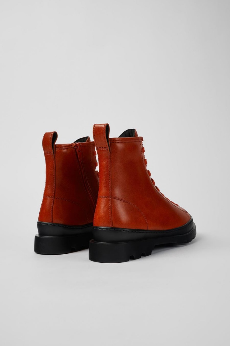 Botas Camper Brutus Cuero Encaje up Mujer Rojas | AYEUI-7638