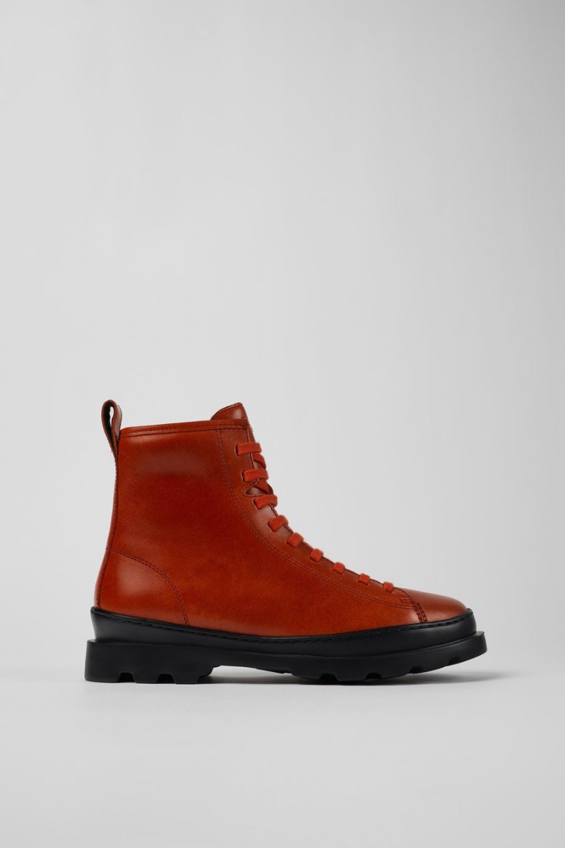 Botas Camper Brutus Cuero Encaje up Mujer Rojas | AYEUI-7638