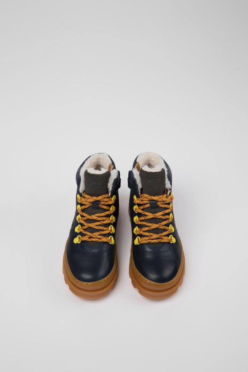 Botas Camper Brutus Cuero Nubuck Ankle Niño Azul Marino | LDJFM-7420