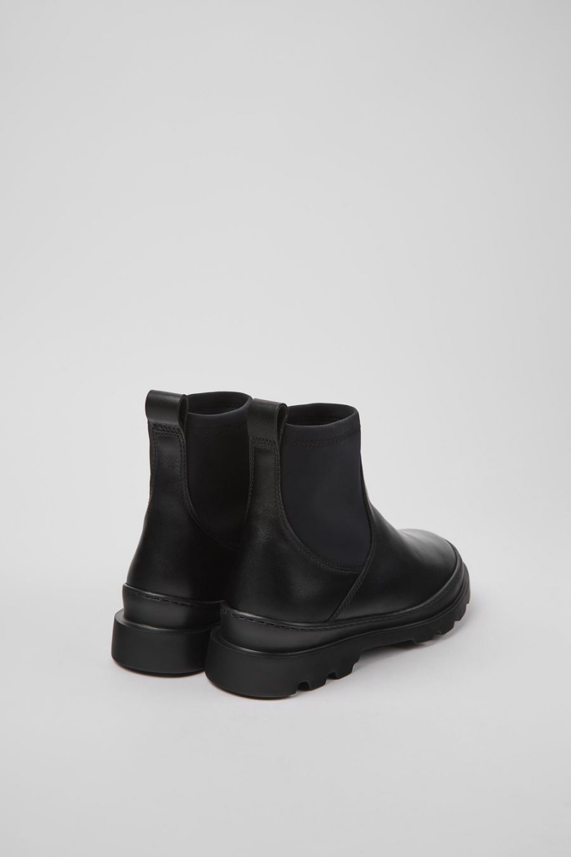 Botas Camper Brutus Cuero Textil Ankle Mujer Negras | NXVIK-5471