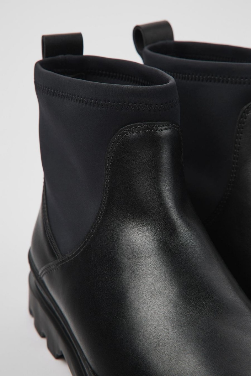 Botas Camper Brutus Cuero Textil Ankle Mujer Negras | NXVIK-5471