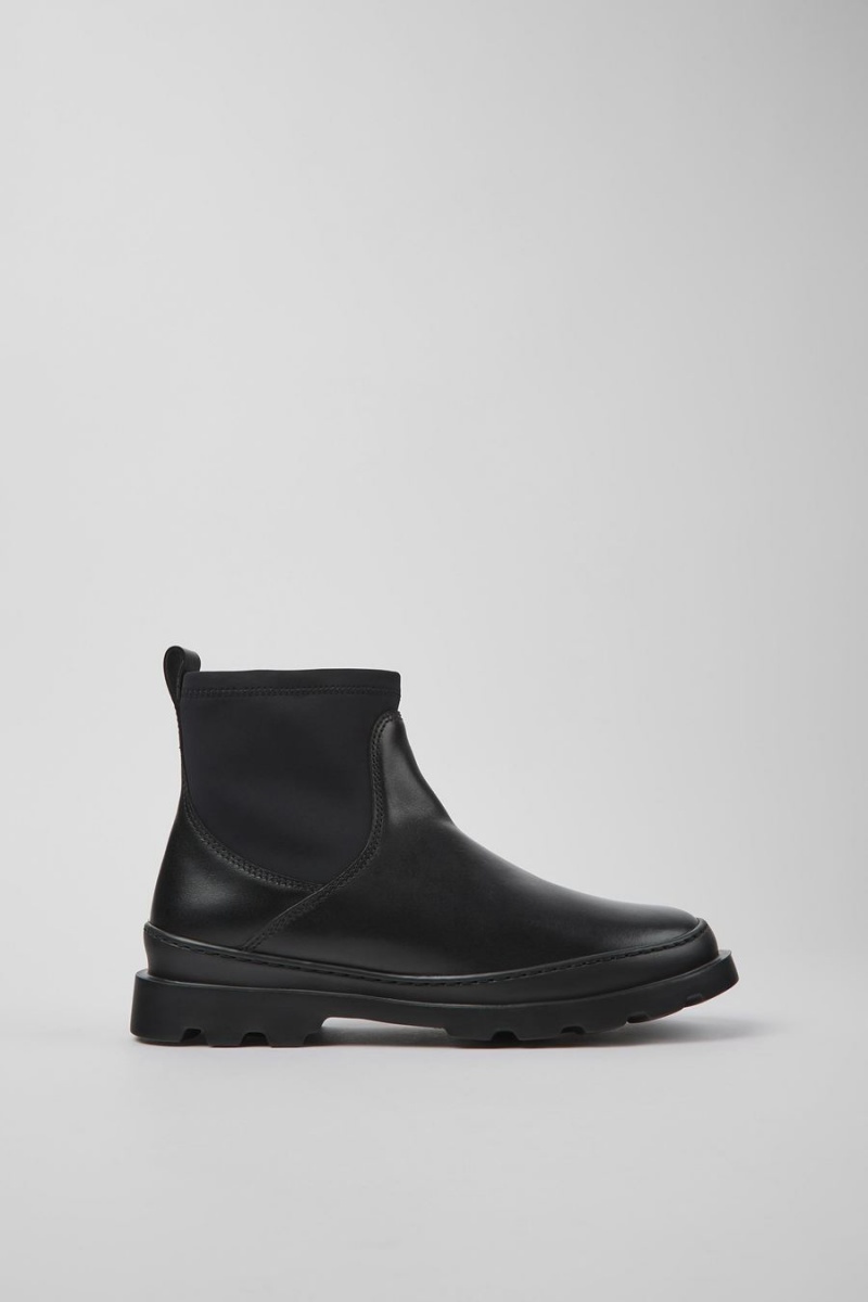 Botas Camper Brutus Cuero Textil Ankle Mujer Negras | NXVIK-5471