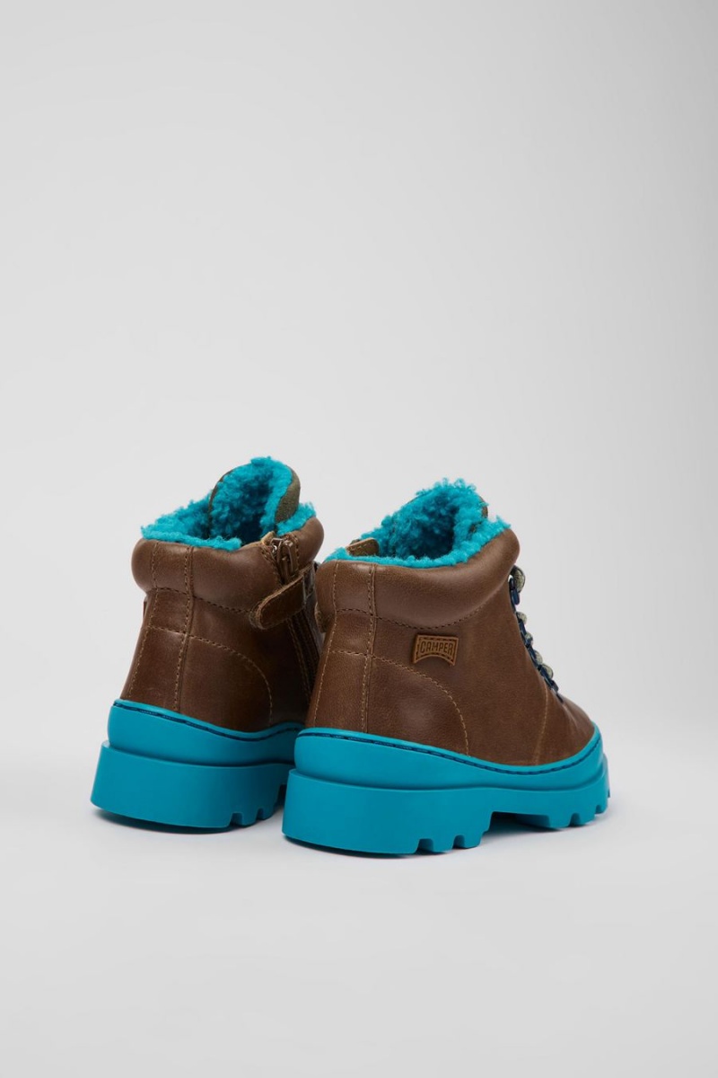 Botas Camper Brutus Cuero Textil Ankle Niño Marrones | ZQDTE-6482