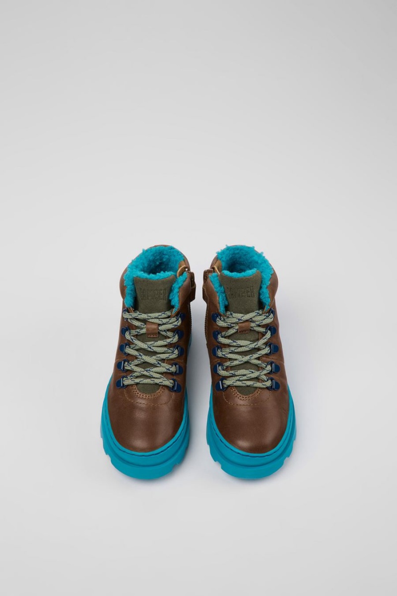 Botas Camper Brutus Cuero Textil Ankle Niño Marrones | ZQDTE-6482