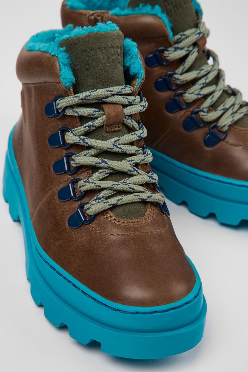 Botas Camper Brutus Cuero Textil Ankle Niño Marrones | ZQDTE-6482