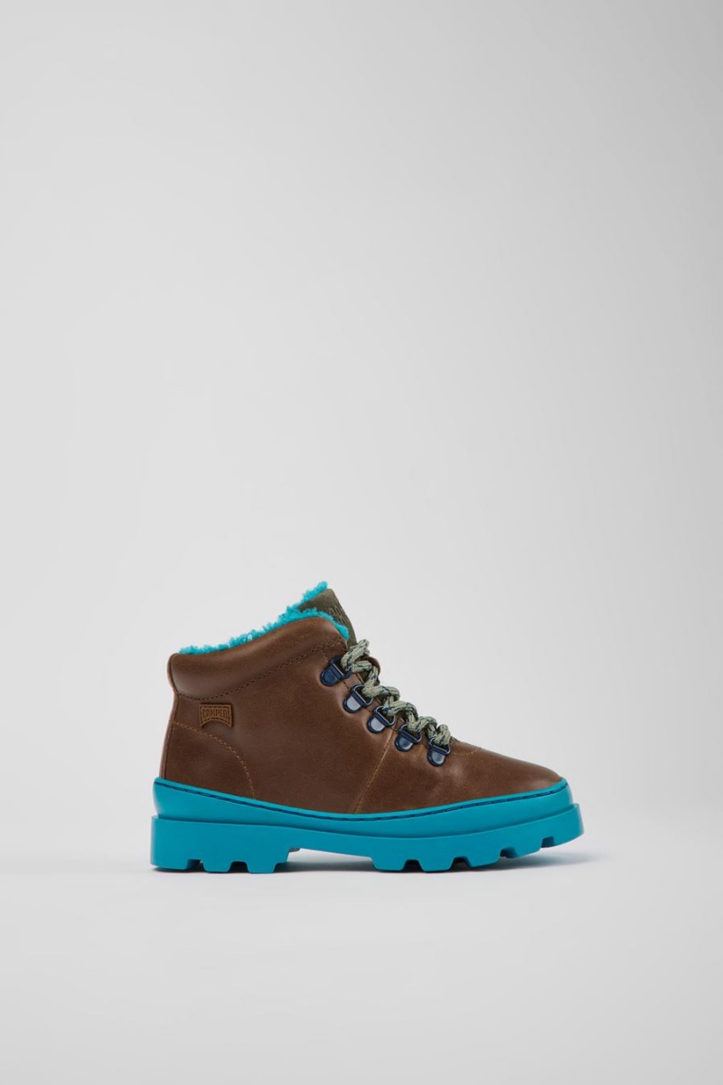 Botas Camper Brutus Cuero Textil Ankle Niño Marrones | ZQDTE-6482