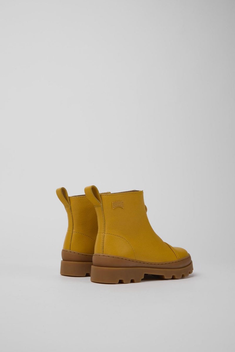 Botas Camper Brutus Cuero Zip-up Niño Amarillo | VAJZI-9650