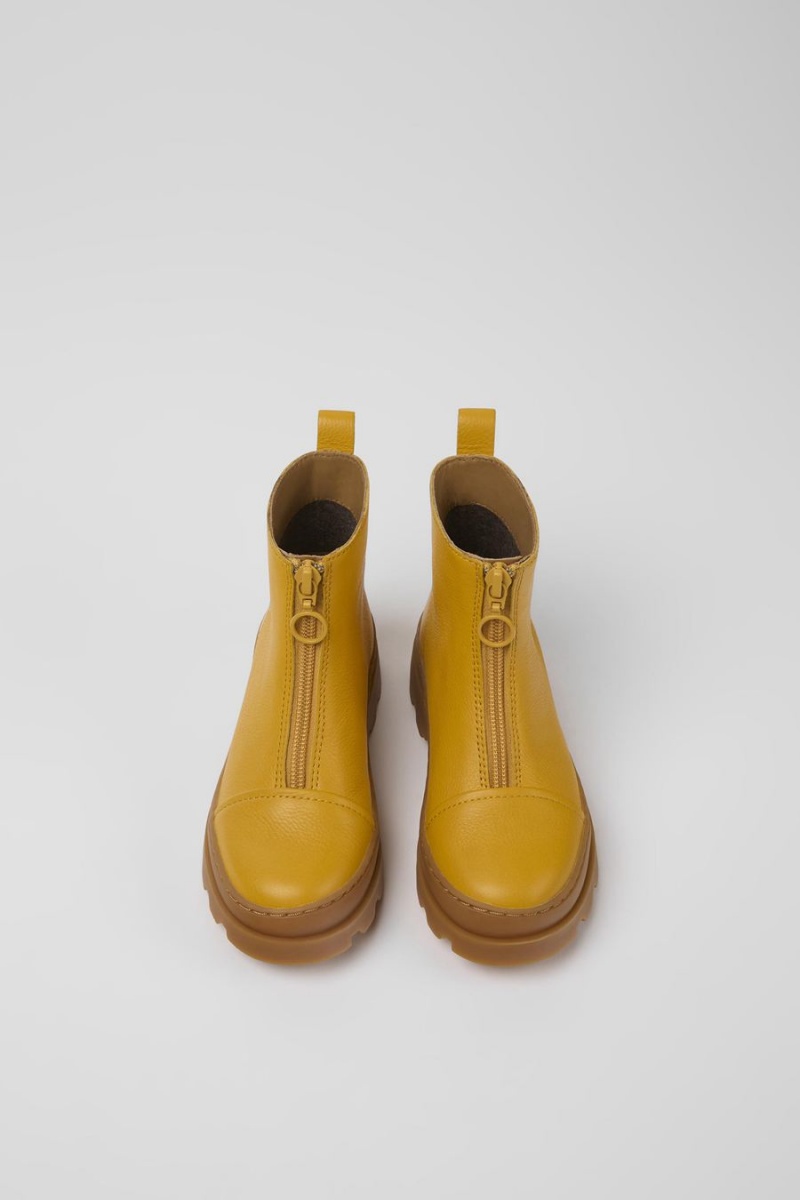 Botas Camper Brutus Cuero Zip-up Niño Amarillo | VAJZI-9650