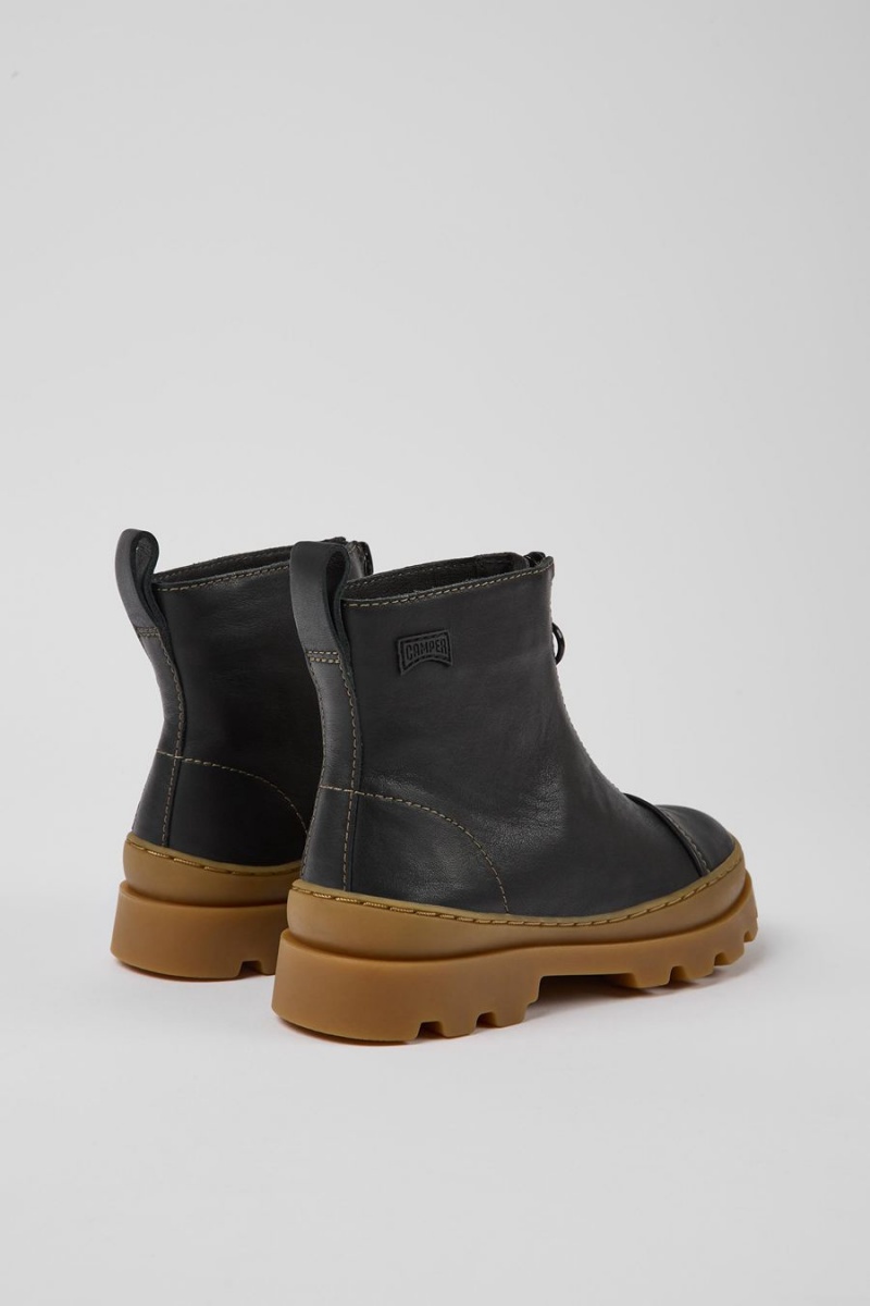 Botas Camper Brutus Cuero Zip-up Niño Negras | LFCVK-2860