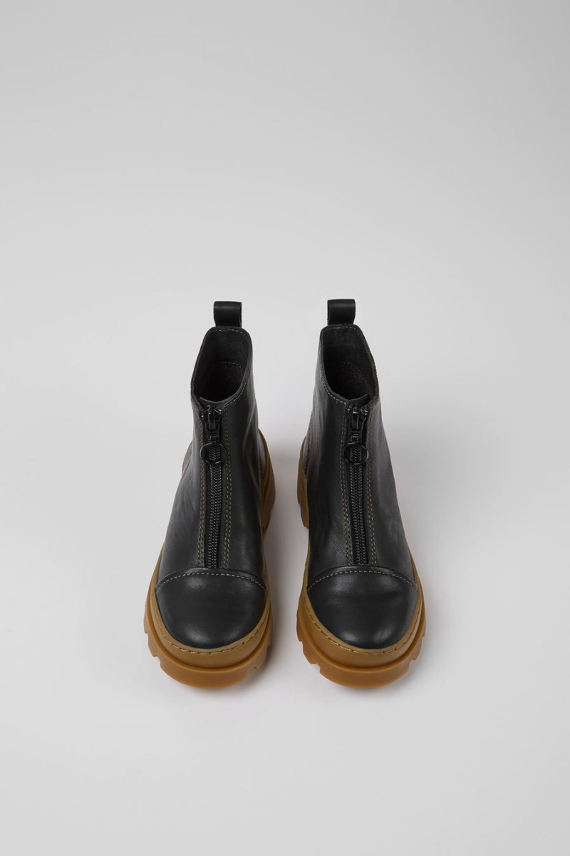 Botas Camper Brutus Cuero Zip-up Niño Negras | LFCVK-2860