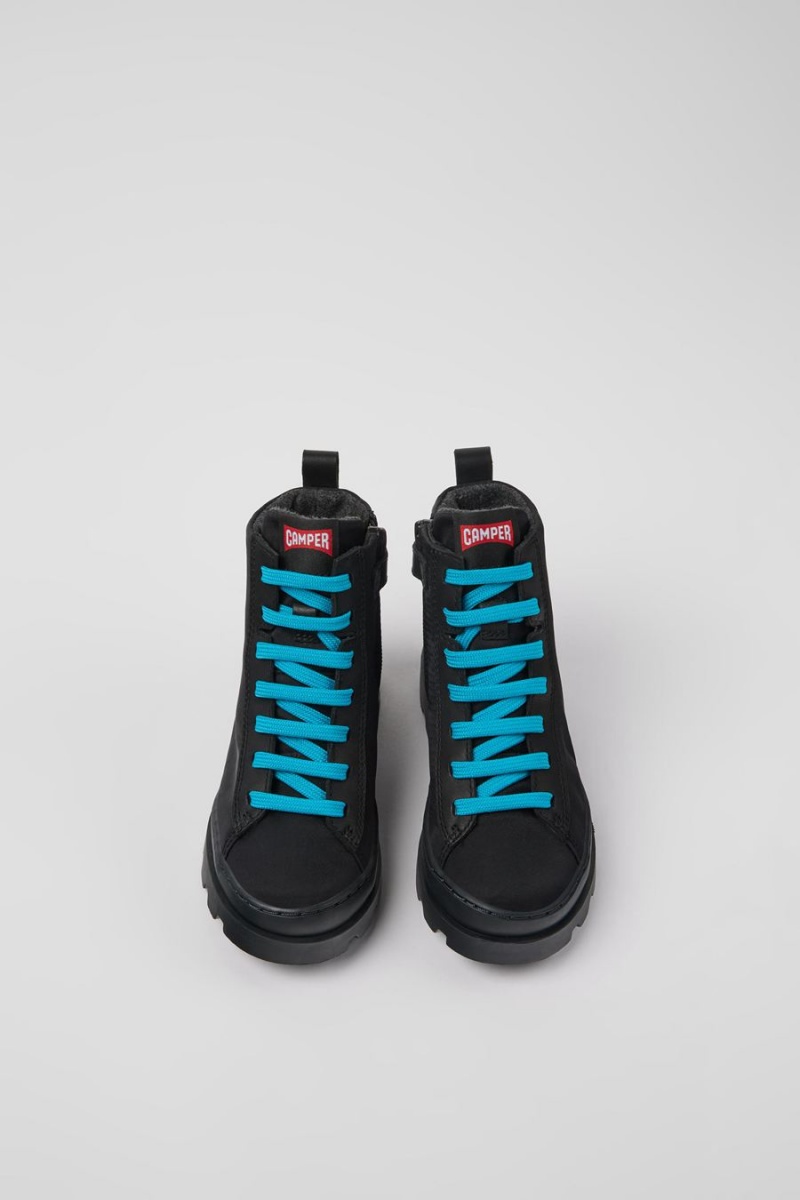Botas Camper Brutus Textil Cuero Ankle Niña Negras | ZUGNB-4716