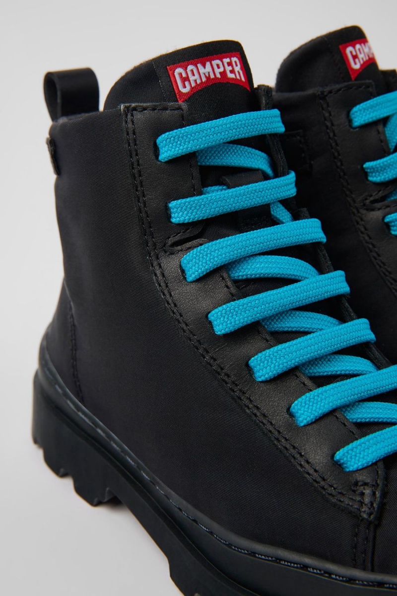 Botas Camper Brutus Textil Cuero Ankle Niña Negras | ZUGNB-4716