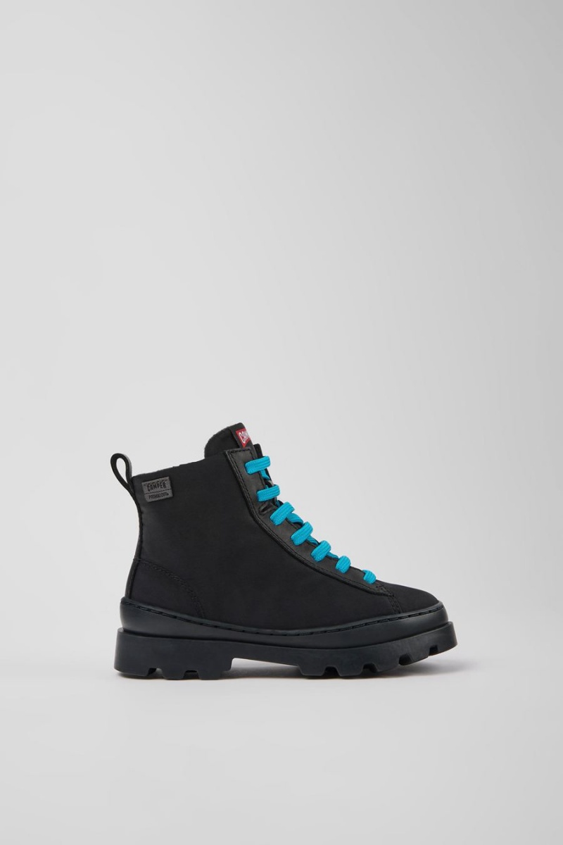 Botas Camper Brutus Textil Cuero Ankle Niña Negras | ZUGNB-4716