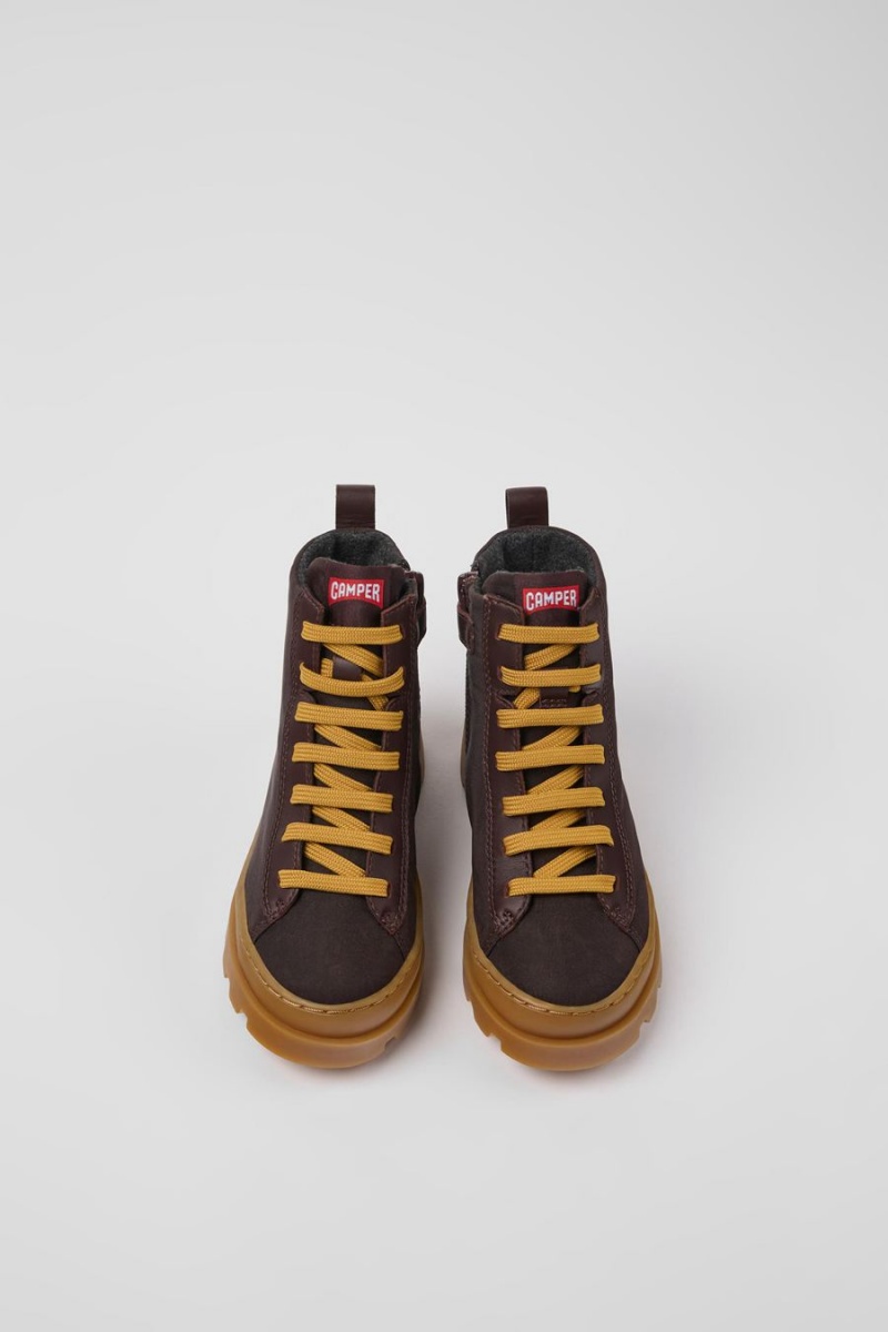 Botas Camper Brutus Textil Cuero Ankle Niña Marrones | MOSJU-6970