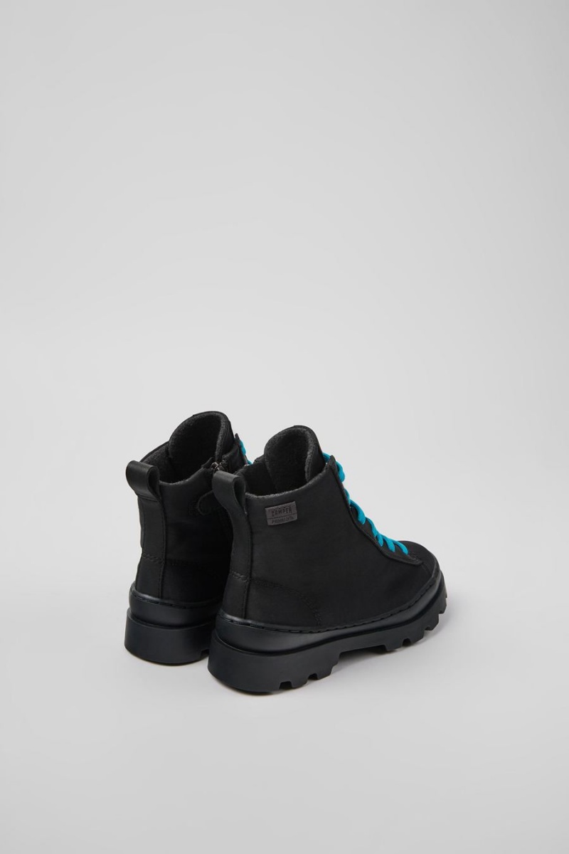 Botas Camper Brutus Textil Cuero Ankle Niño Negras | UOAFP-2367