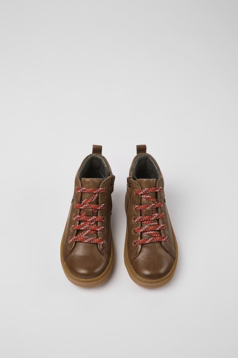 Botas Camper Cuero Ankle Niño Marrones | NAXHM-8361
