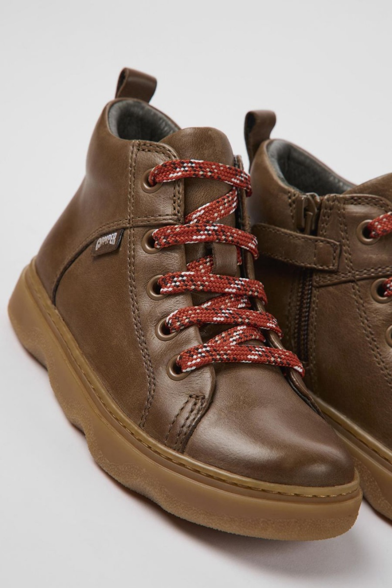 Botas Camper Cuero Ankle Niño Marrones | NAXHM-8361