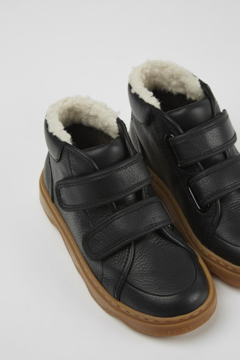 Botas Camper Cuero Niño Negras | POHJK-7659