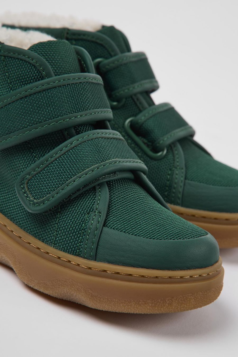 Botas Camper Cuero Textil Ankle Niño Verde | YZCIV-3896