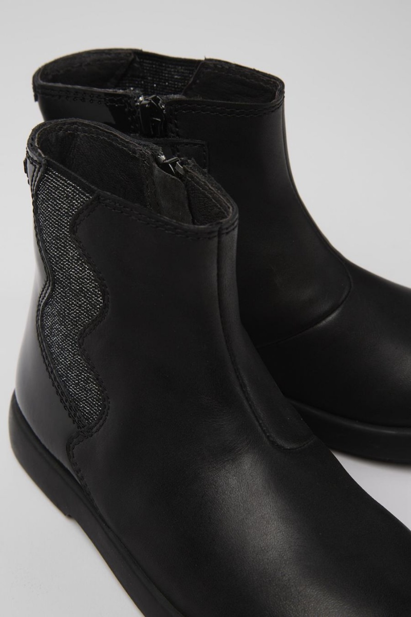 Botas Camper Duet Cuero Niña Negras | SDVCT-6453