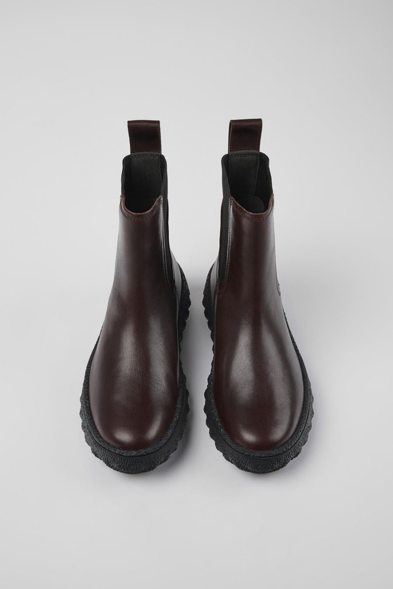 Botas Camper Ground Michelin Cuero Ankle Mujer Burdeos | ECNKX-6930