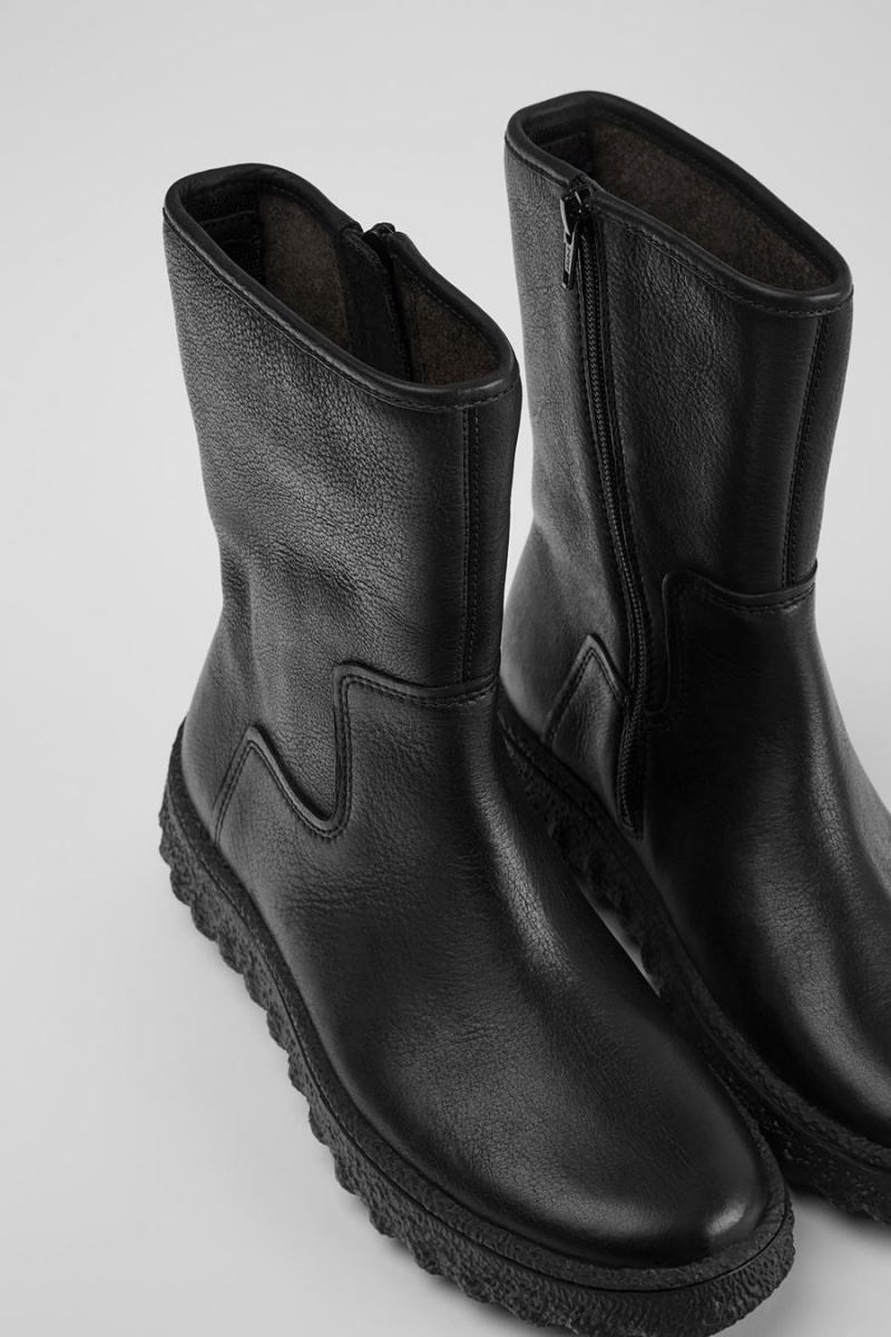 Botas Camper Ground Michelin Cuero Mujer Negras | XKJAM-5024