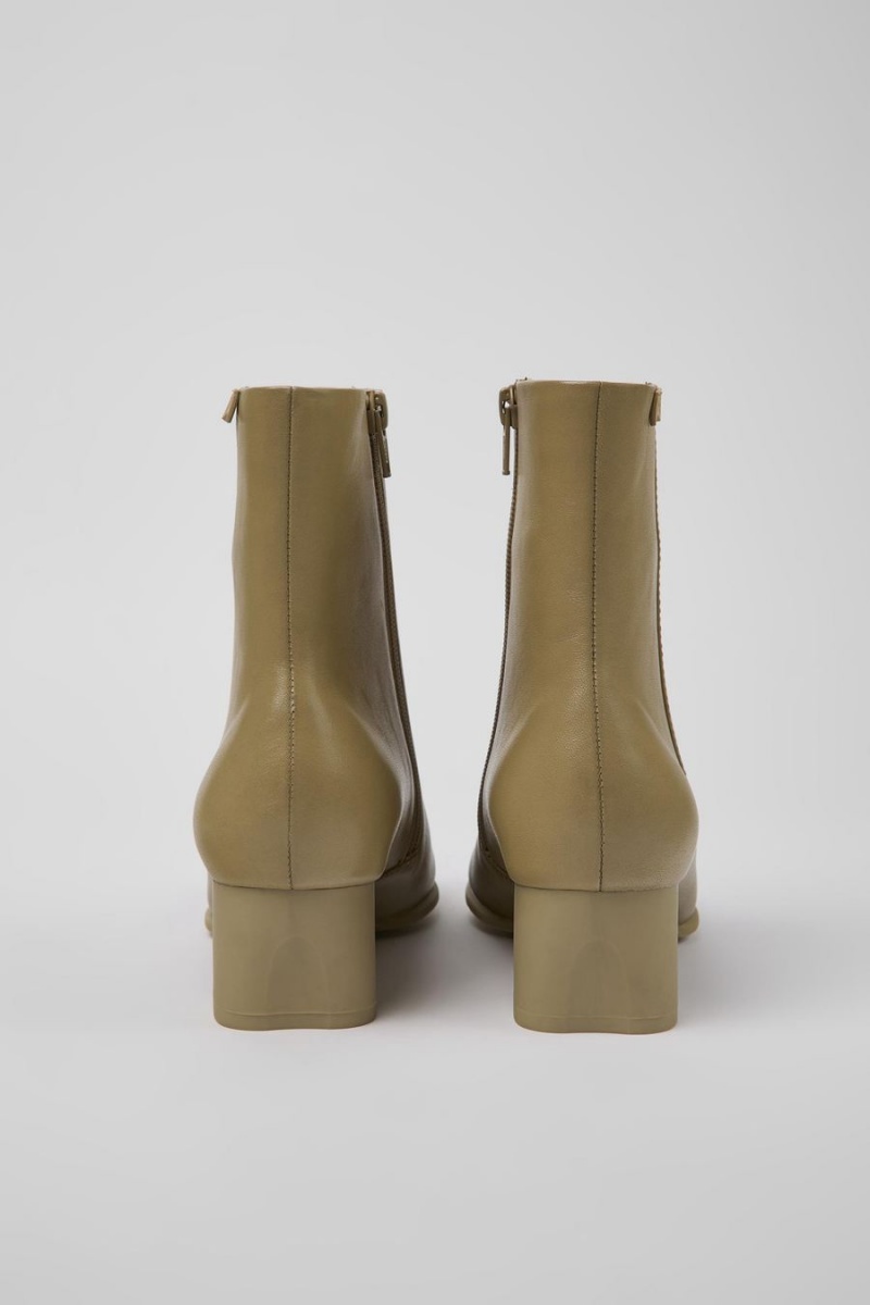 Botas Camper Katie Cuero Ankle Mujer Beige | QOEXT-8471