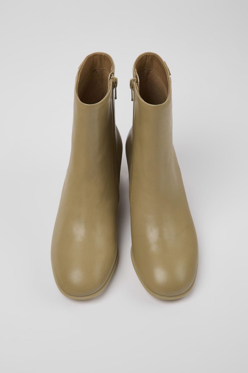 Botas Camper Katie Cuero Ankle Mujer Beige | QOEXT-8471