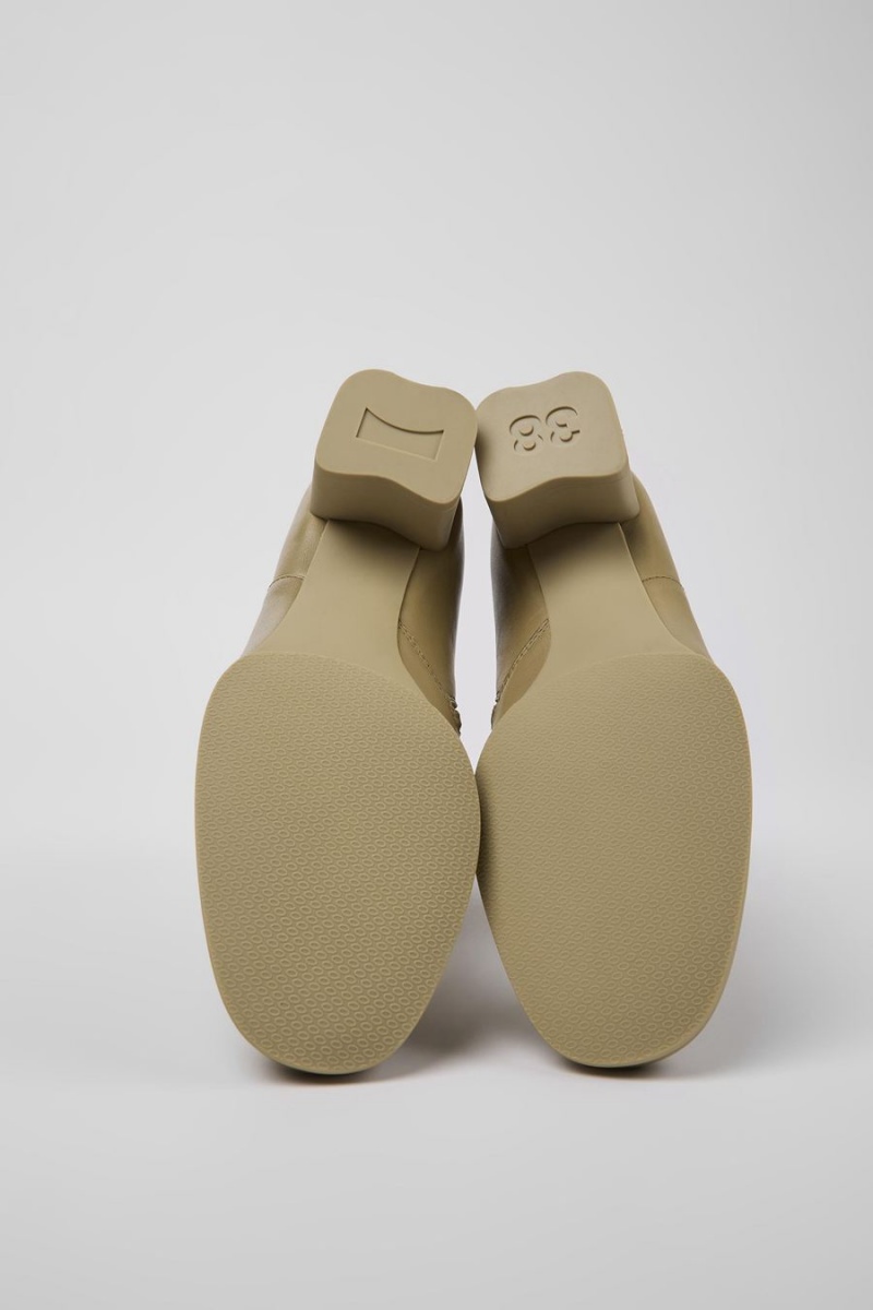 Botas Camper Katie Cuero Ankle Mujer Beige | QOEXT-8471