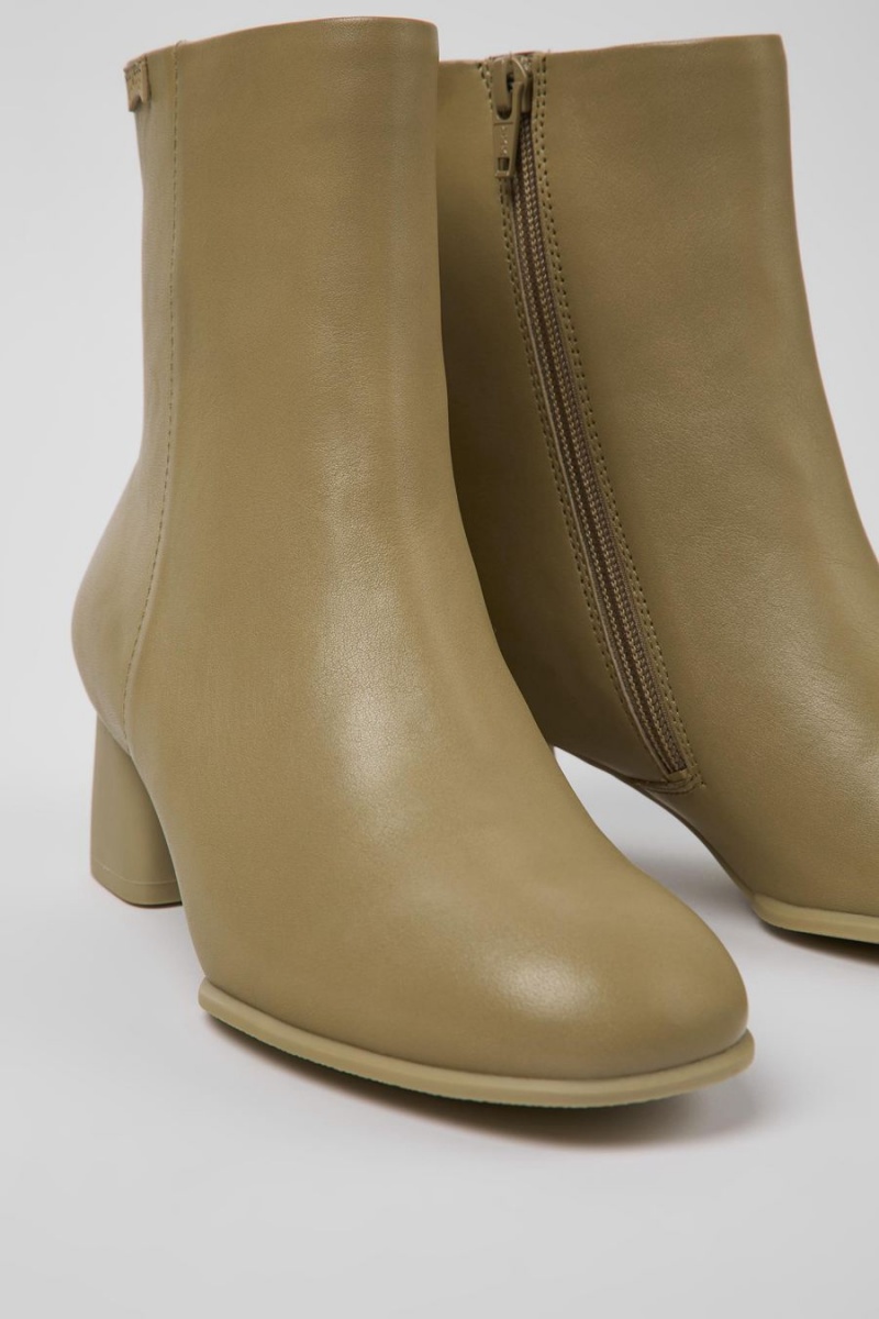 Botas Camper Katie Cuero Ankle Mujer Beige | QOEXT-8471